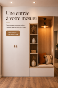 Une entrée stylée avec des éléments de décoration chaleureuse.