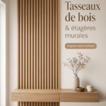 Étagères murales en bois fabriquées avec des tasseaux, décorées de livres et plantes