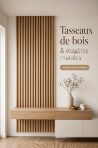 Étagères murales en bois fabriquées avec des tasseaux, décorées de livres et plantes