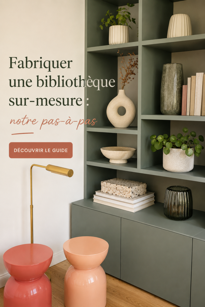 Bibliothèque sur-mesure faite maison dans un salon moderne