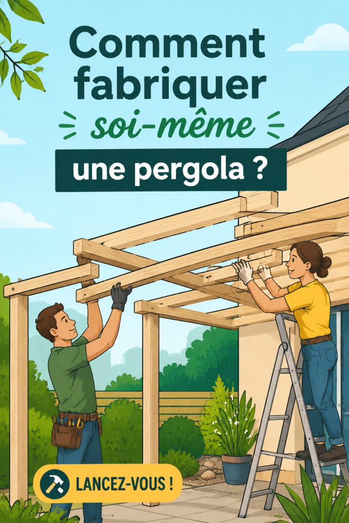Image d'une pergola en bois dans un jardin verdoyant, créant un espace accueillant.