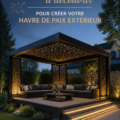 Gazebo en bois élégant dans un jardin verdoyant