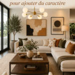 Un salon moderne et accueillant avec des touches de décoration personnalisée.