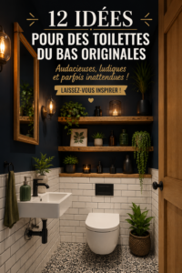 Idées créatives de décoration pour toilettes d'amis avec des touches de couleur