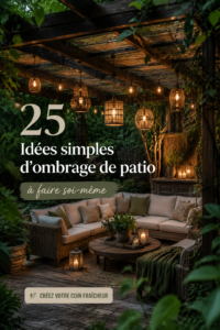 Patio ombragé avec divers parasols créatifs et DIY