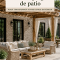 Une pergola en bois agrémentée de plantes grimpantes dans un jardin moderne.