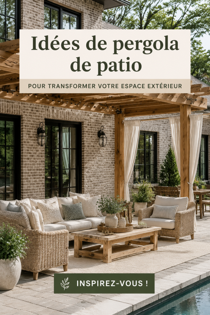 Une pergola en bois agrémentée de plantes grimpantes dans un jardin moderne.