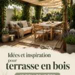 Une belle terrasse en bois avec du mobilier confortable et des plantes décoratives.