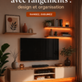 Un meuble TV moderne avec des rangements pratiques dans un salon bien décoré.