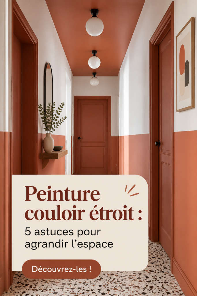 Un couloir étroit peint en couleurs claires pour une sensation d'espace.