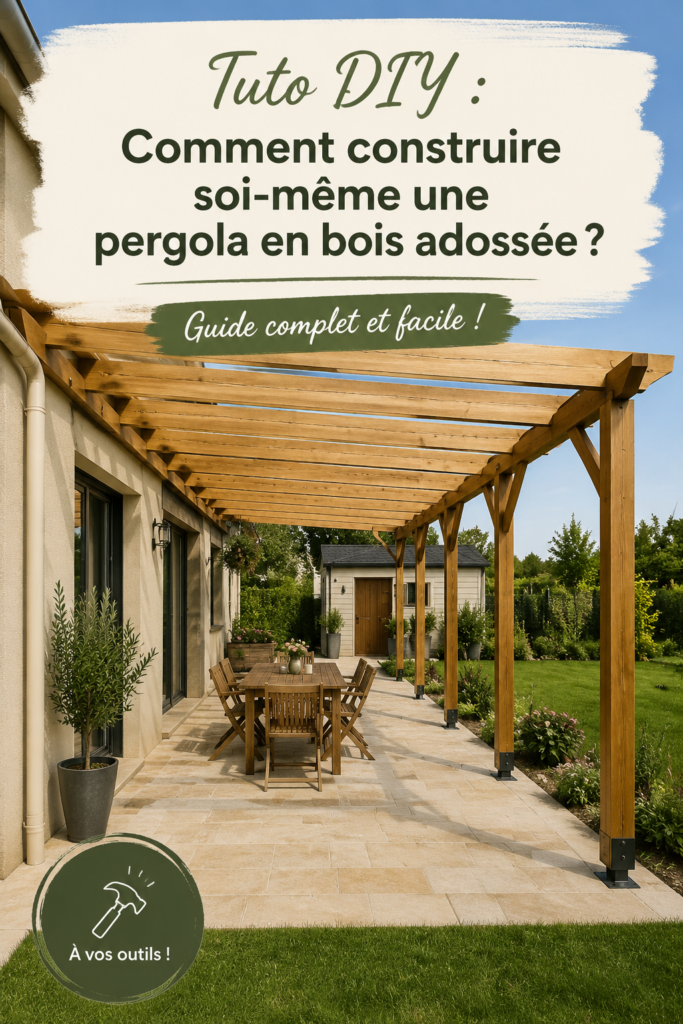 Une belle pergola en bois adossée au mur d'une maison.