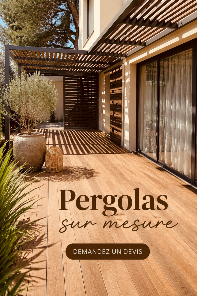 Une pergola en bois sur mesure dans un jardin accueillant