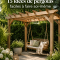 Une belle pergola DIY en bois dans un jardin fleuri