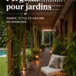 Pergola en bois élégante dans un jardin verdoyant