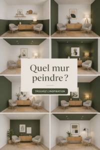 Un salon avec un mur accentué et une belle couleur chaleureuse.