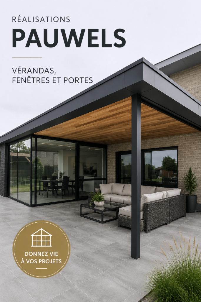 Véranda moderne en bois avec des plantes et un espace détente