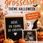 Annoncer sa grossesse avec un décor d'Halloween