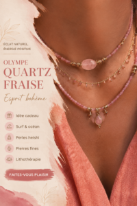 Bijou Olympe Quartz Strawberry sur fond lumineux