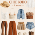Une sélection de vêtements bohemian chic sur cintres