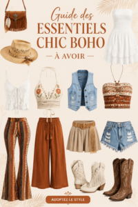 Une sélection de vêtements bohemian chic sur cintres
