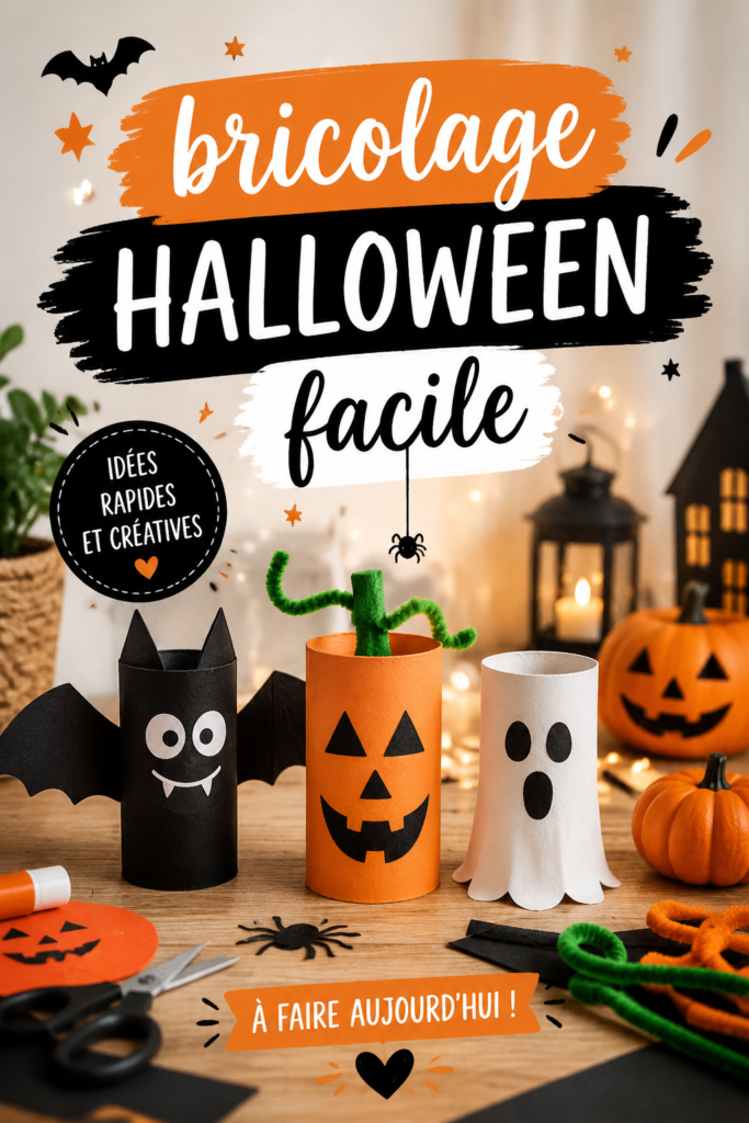 Bricolages d'Halloween faciles réalisés par des enfants avec des matériaux recyclés.