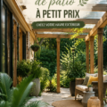 Une terrasse joliment couverte avec des matériaux DIY économiques, créant une ambiance chaleureuse.
