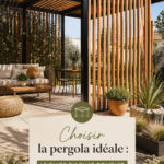 Une belle pergola en bois dans un jardin fleuri