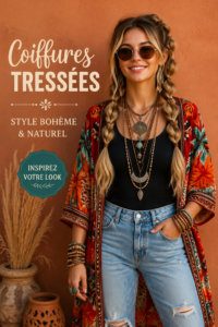 Un modèle avec une coiffure tressée moderne et élégante.