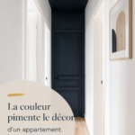 Appartement haussmannien décoré avec des couleurs modernes et chaleureuses.