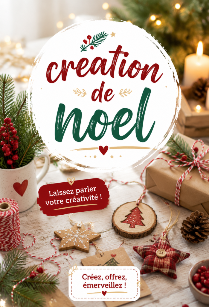 Table décorée pour Noël avec des créations originales