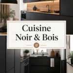 Cuisine moderne avec un mélange harmonieux de noir et bois