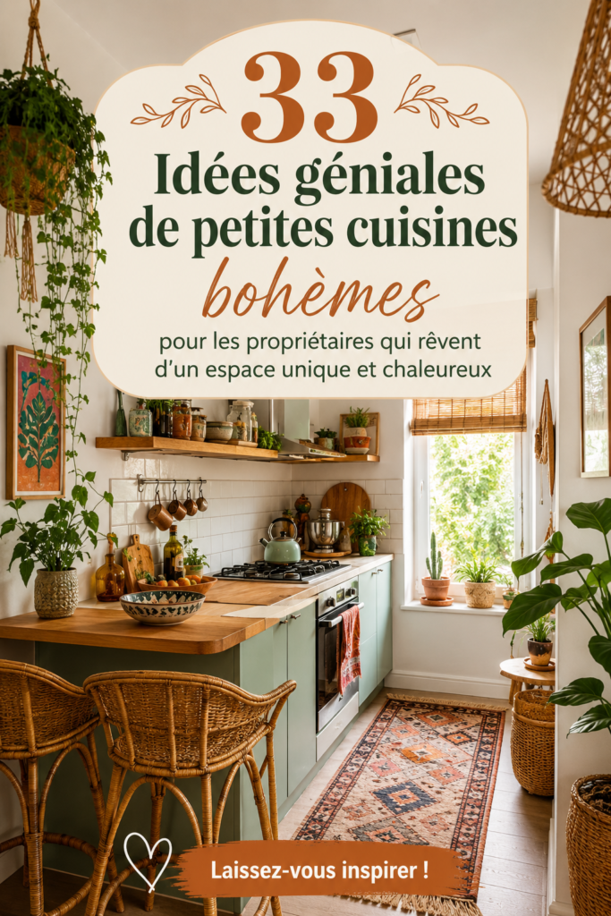 Une cuisine au design bohème avec des touches naturelles et chaleureuses.