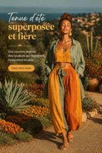 Un intérieur décoré dans un style bohème avec des touches estivales telles que des tapis colorés et des plantes vertes.