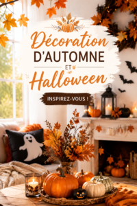 Une belle décoration d'automne avec des citrouilles et des feuilles colorées