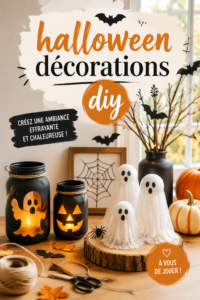 Décorations d'Halloween faites maison avec des citrouilles et des toiles d'araignée