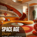 Un salon moderne avec des éléments de design Space Age