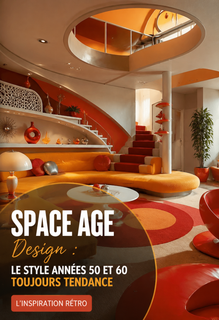 Un salon moderne avec des éléments de design Space Age