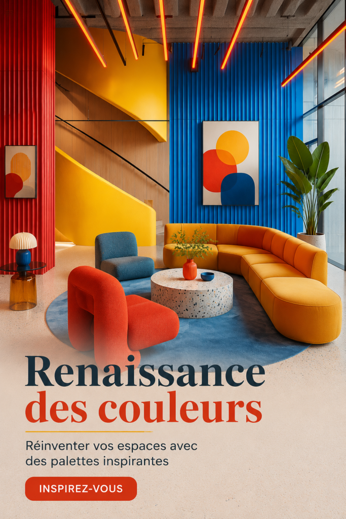 Un intérieur moderne avec des palettes de couleurs fraîches et harmonieuses.