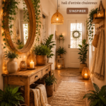 Une entrée chaleureuse décorée de plantes d'intérieur