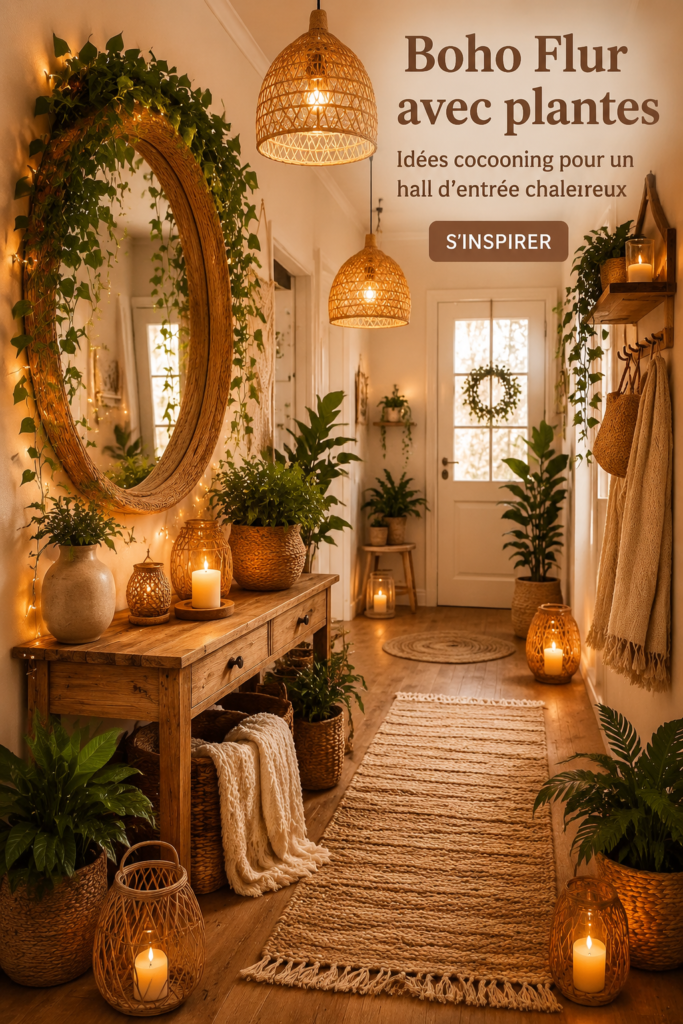 Une entrée chaleureuse décorée de plantes d'intérieur