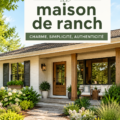 Façade de maison de style bohème avec des couleurs chaleureuses et des plantes décoratives.