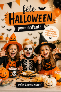 Enfants costumés célébrant Halloween autour de décorations festives