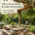 Une belle pergola en bois dans un jardin luxuriant offrant de l'ombre