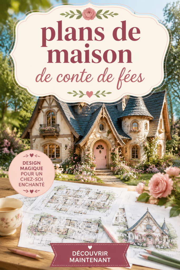 Un plan de maison de conte de fées représentant des éléments féériques et naturels.