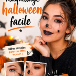 Exemple de maquillage d'Halloween simple avec des couleurs vibrantes
