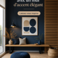 Salon avec un mur d'accent coloré et moderne, créant une ambiance chaleureuse