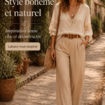 Femme portant une tenue boho chic décontractée en extérieur
