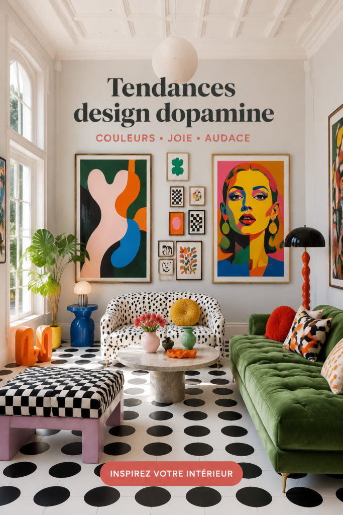 Intérieur coloré et accueillant inspiré par les tendances déco dopamine