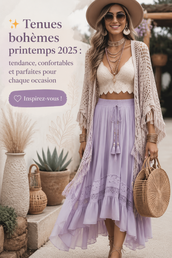 Un assortiment de tenues bohèmes printanières sur un fond lumineux.