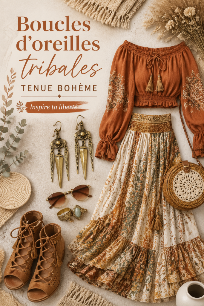 Tenues tendances avec des boucles d'oreilles boho dorées